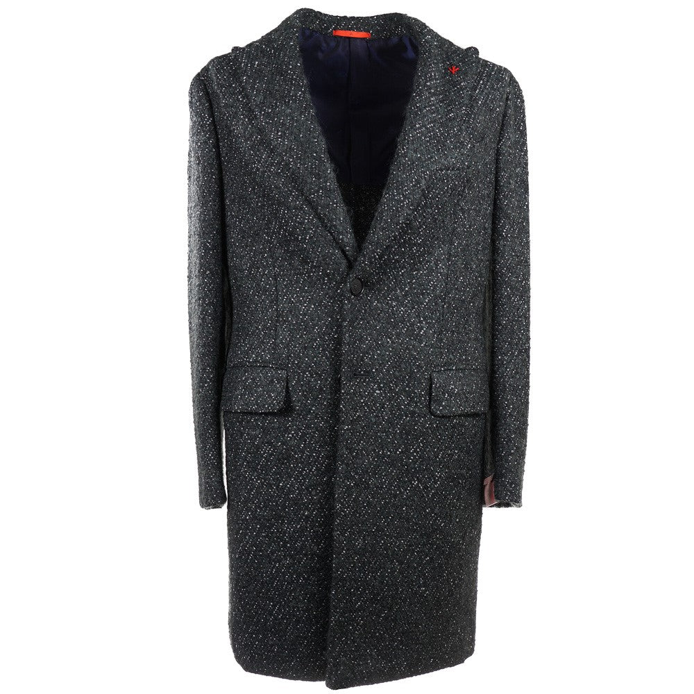 Isaia Premium Wool and Mohair Bouclé Overcoat for Men - Luxury Winter Coat for Business & Formal Occasions