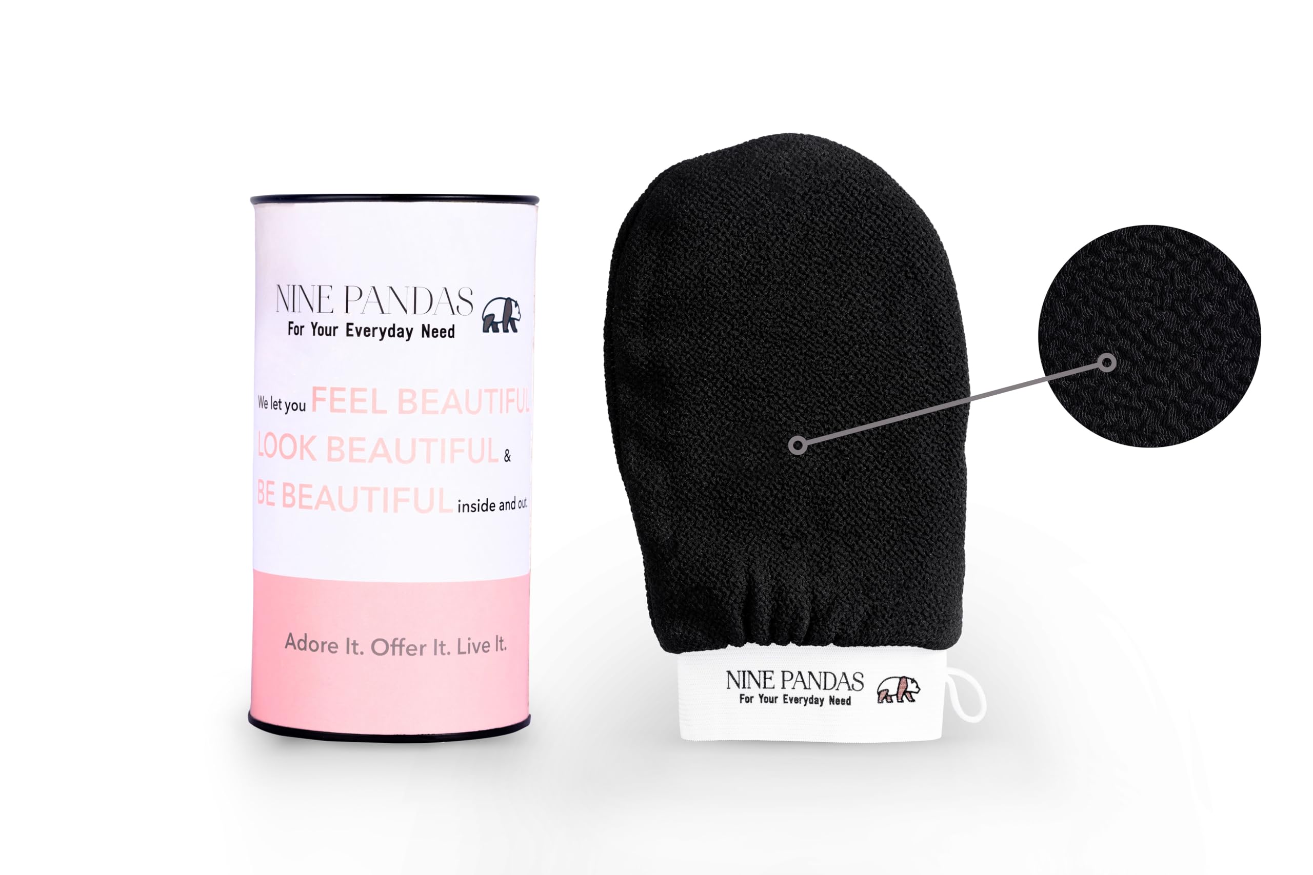 Moroccan Exfoliating Gloves for Dead Skin & Tan Removal - Kessa Hammam Body Scrub Mitt for Deep Cleansing & Smooth Skin (Black, 1 Pair) - Perfect for Spa, Self-Care & Post-Workout Skincare Routine