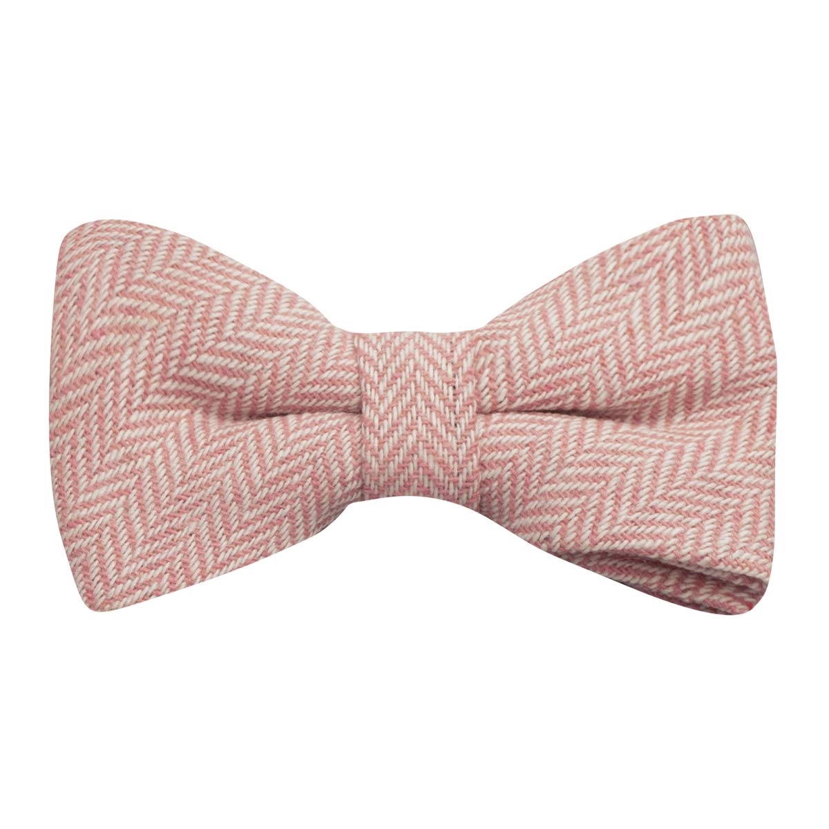 King & Priory Candy Pink & Cream Herringbone Bow Tie for Men - Elegant Formal & Wedding Accessory - Perfect for Prom, Tuxedo & Special Occasions