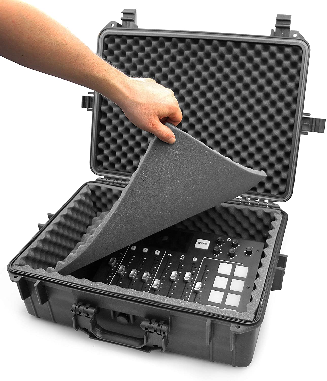 CASEMATIX Waterproof Hard Case for Yamaha MG12XU 12-Channel Audio Mixer - Durable Foam Protection Fits Mixers up to 17