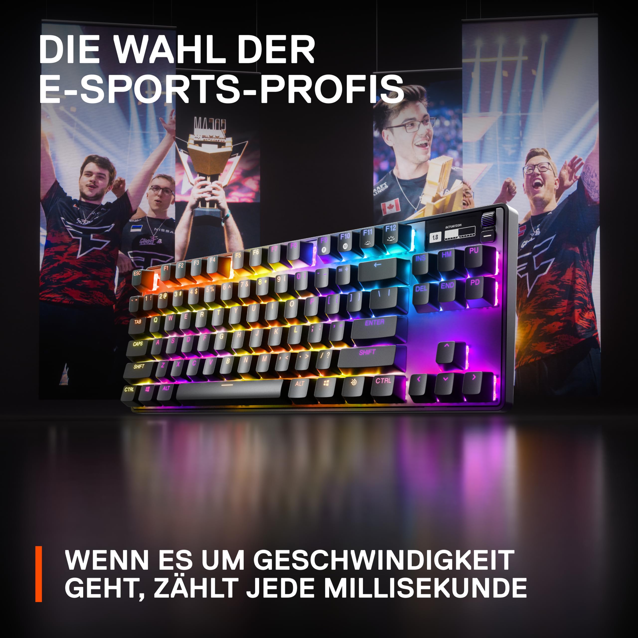 SteelSeries Apex Pro TKL HyperMagnetic Gaming Keyboard – Fastest Mechanical Keyboard – Adjustable Actuation – OLED Display – PBT Keycaps – USB-C – 2023 Edition – US QWERTY Layout – Perfect for Esports, Streaming & Competitive Gaming