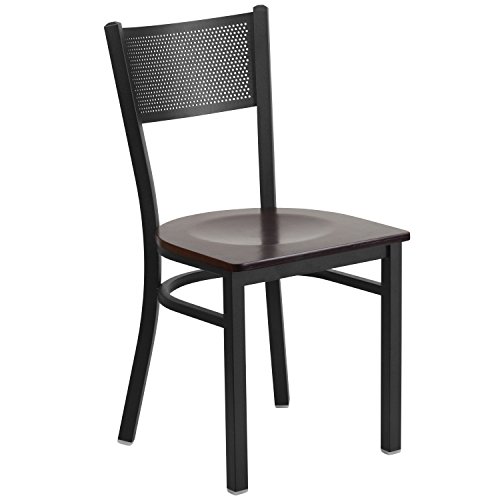 Walnut Wood Seat/Black Metal Frame