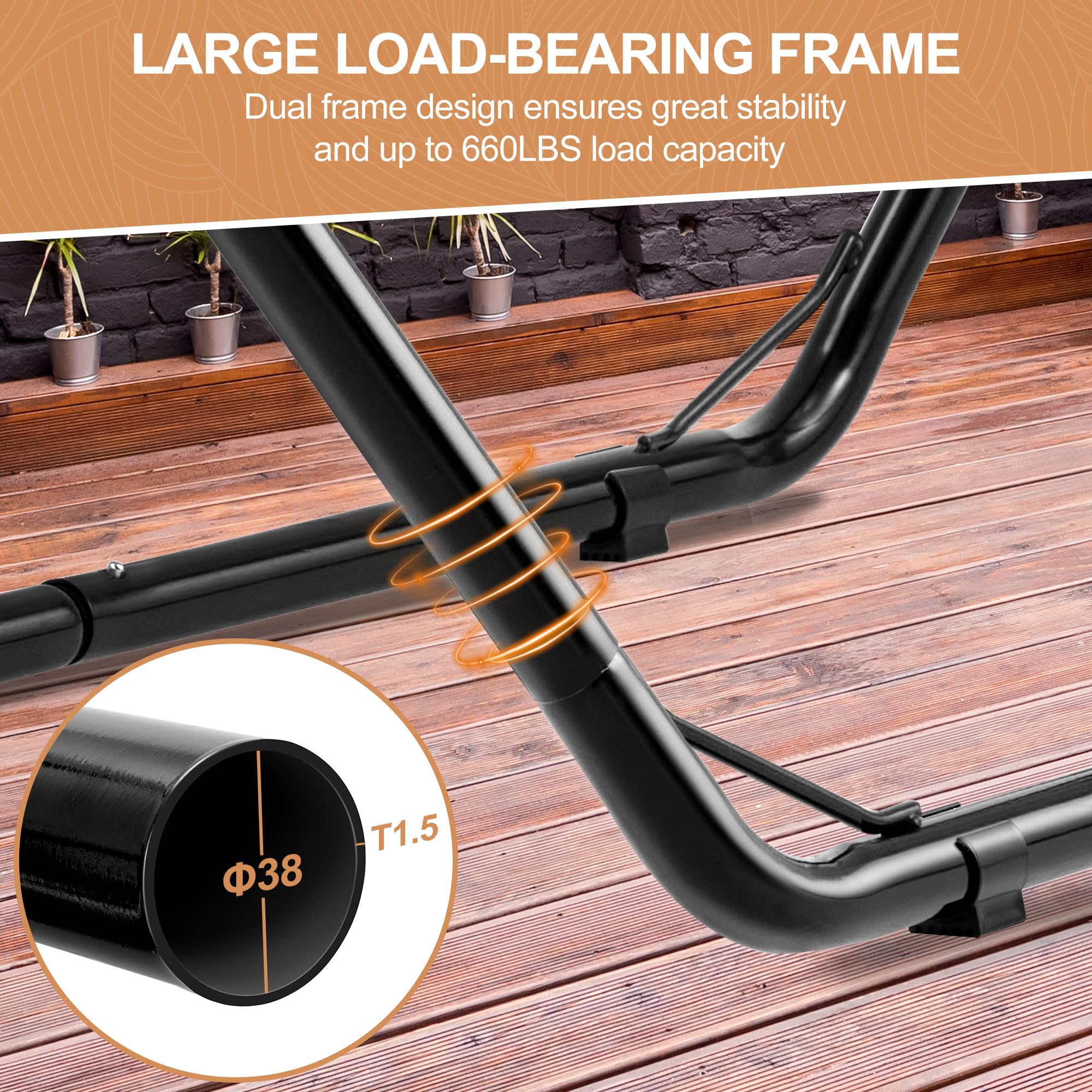 Heavy Duty Universal 2-Person Hammock Stand - 660LBS Capacity Steel Frame for 9.6-14ft Hammocks | Indoor & Outdoor Use for Backyard, Patio, Camping & Beach Relaxation