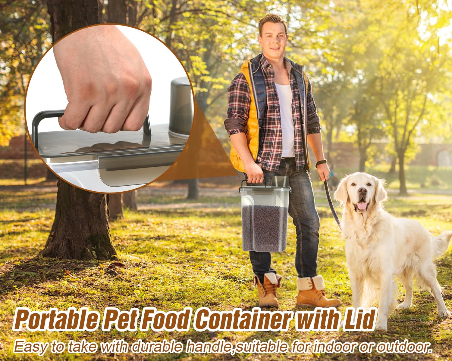 TBMax Large Airtight Pet Food Storage Container with Measuring Cup - 50Lbs Dog Food Dispenser, Cat & Small Animal Kibble Organizer, Bird Seed Container - Ideal for Home, Travel & Outdoor Use