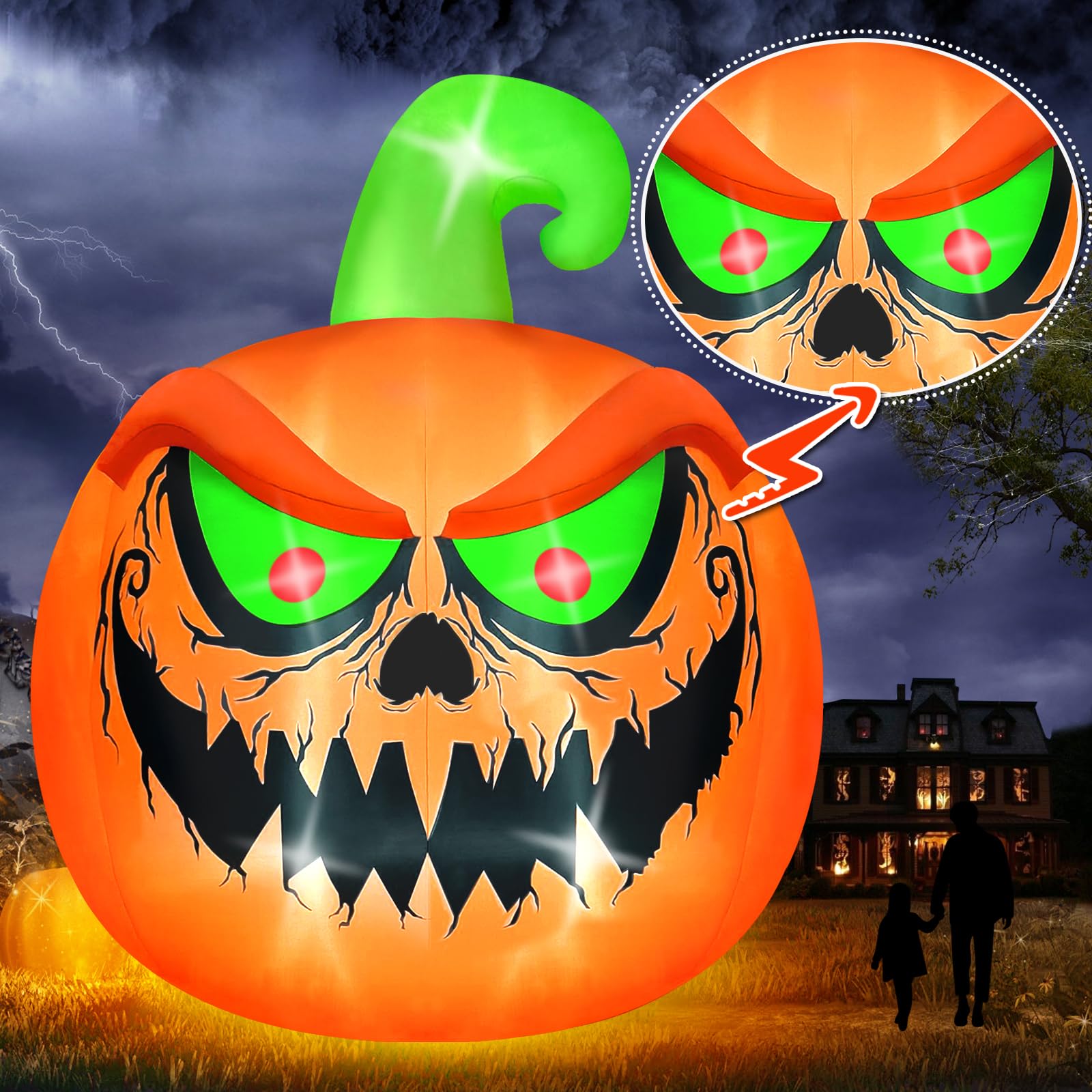 Kalolary 15 FT Giant Halloween Inflatable Pumpkin with Built-in LEDs - Outdoor Indoor Decor for Yard, Garden, Lawn & Party | Spooky Halloween Decoration for Home, Haunted House & Halloween Festivals