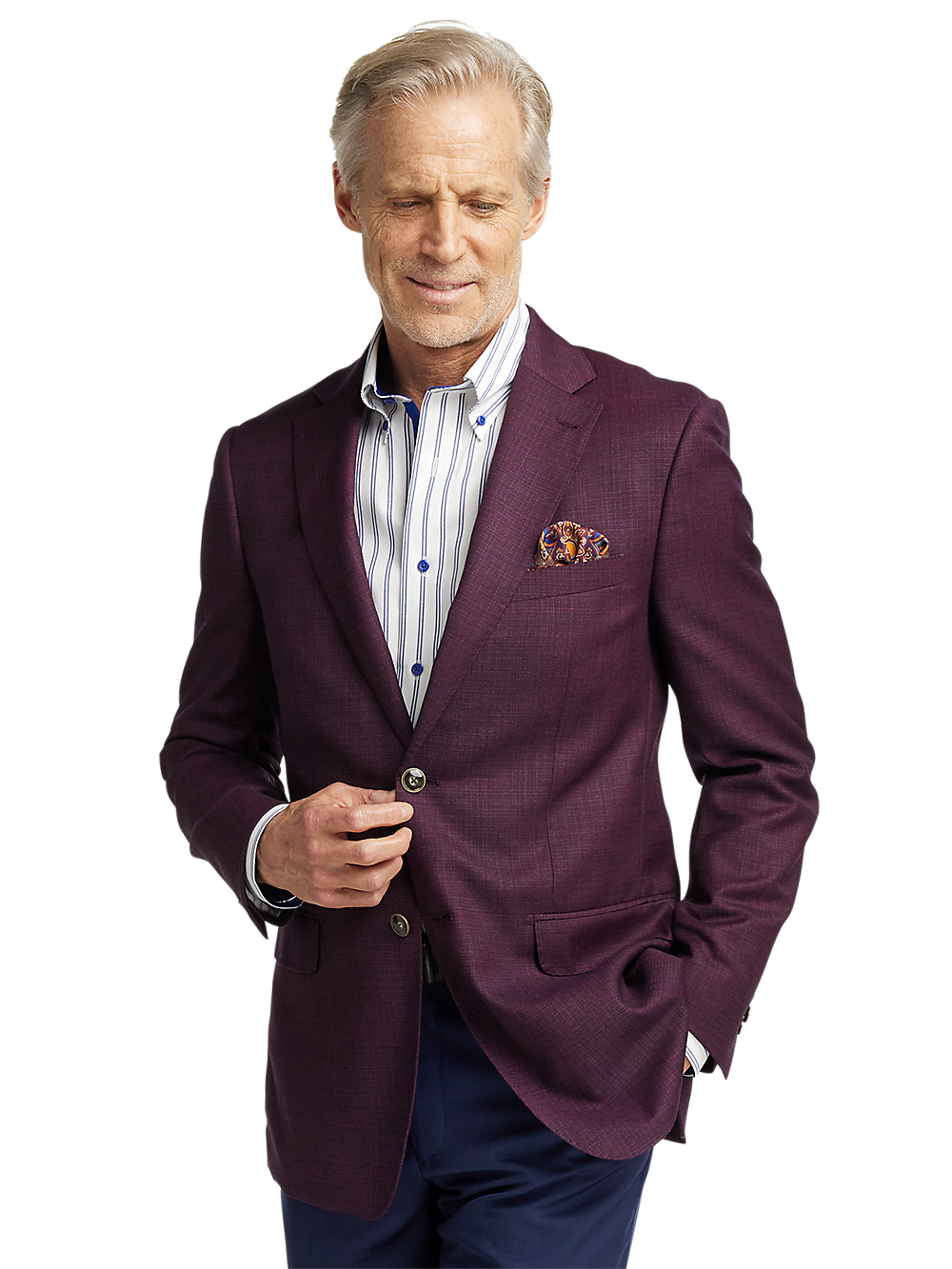 Premium Wool Single Breasted Notch Lapel Blazer for Men - Classic Plum Color Business Jacket | Perfect for Office Wear, Formal Events & Professional Occasions