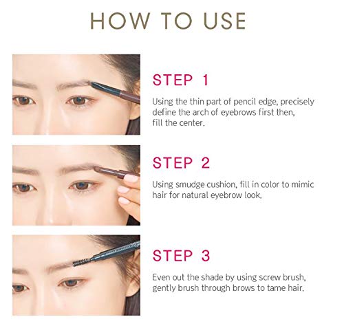 BOM 3-in-1 Eyebrow Pencil with Blender & Spoolie - Waterproof, Long-Lasting, Natural Look - Choco Brown - Perfect for Everyday Makeup, Travel & On-the-Go Touch Ups