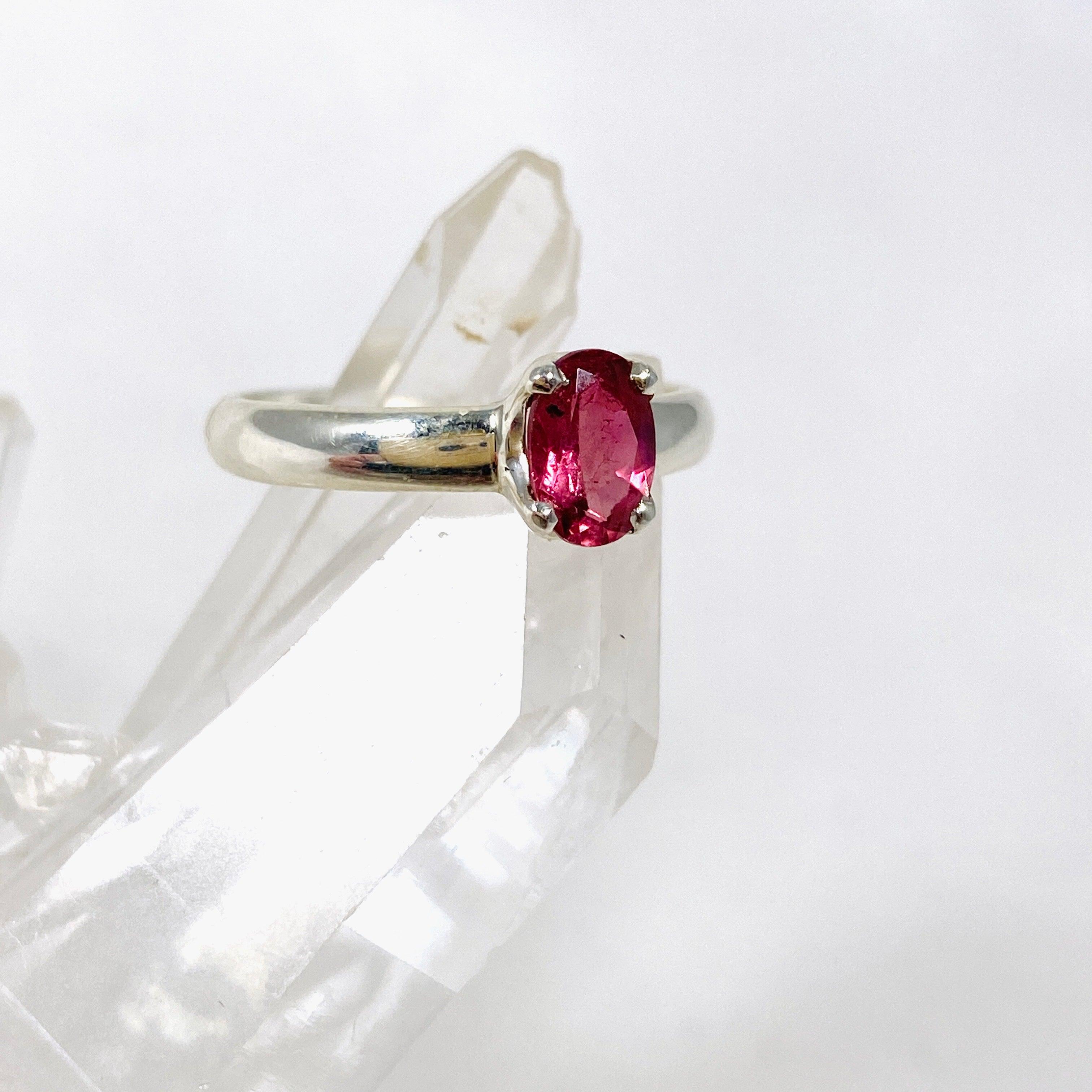 Natural Pink Tourmaline Oval Faceted Ring - Size 6.5 - 925 Sterling Silver Jewelry PRGJ357 - Perfect for Engagement, Anniversary & Everyday Elegance