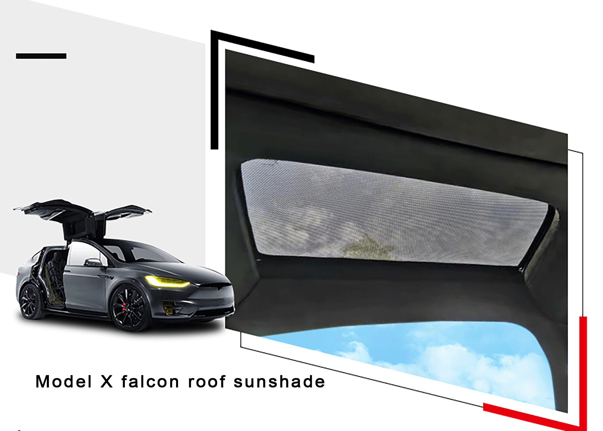 Tesla Model X Sunshade Roof Cover for Pre-Refresh & Newer Models (2016-2025) - UV Protection & Heat Reduction for Summer Driving & Parking