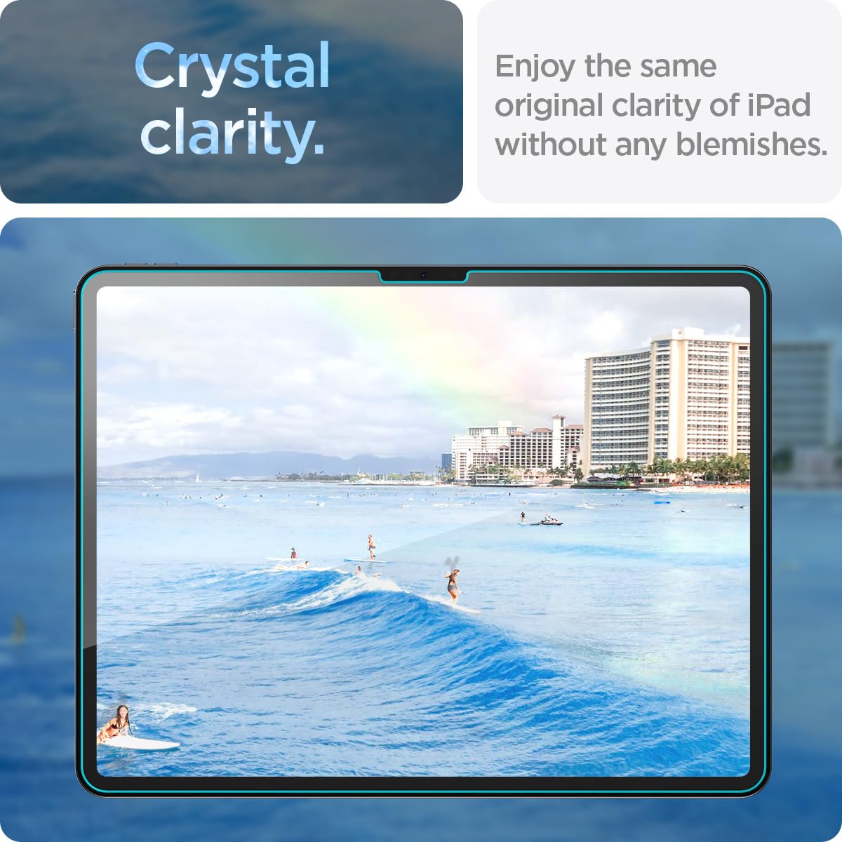 Spigen Tempered Glass Screen Protector for iPad Air 13 inch (2024/2025 M2/M3) - 9H Hardness, Case-Friendly, EZ Fit Installation | Perfect for Work, Study & Entertainment Protection