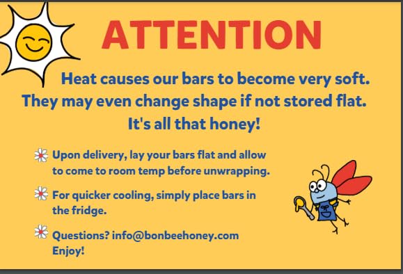 BON BEE Honey Bars - Natural Energy Snacks for Breakfast & Hiking - 12 Pack