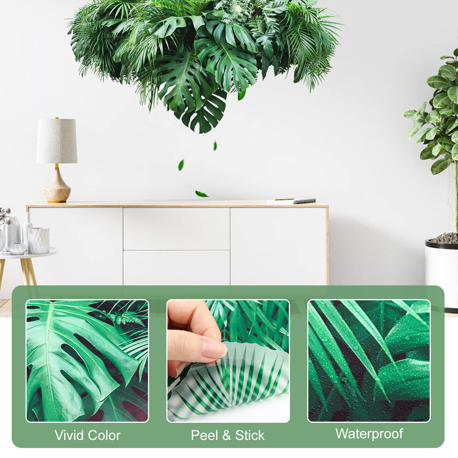 Realistic Tropical Green Leaves Wall Decals | Jungle Palm Plant Stickers for Living Room, Kids Room, Bedroom & Playroom Decor | Perfect for Nature-Themed Nursery, Boho Home Design & Jungle Party Decorations