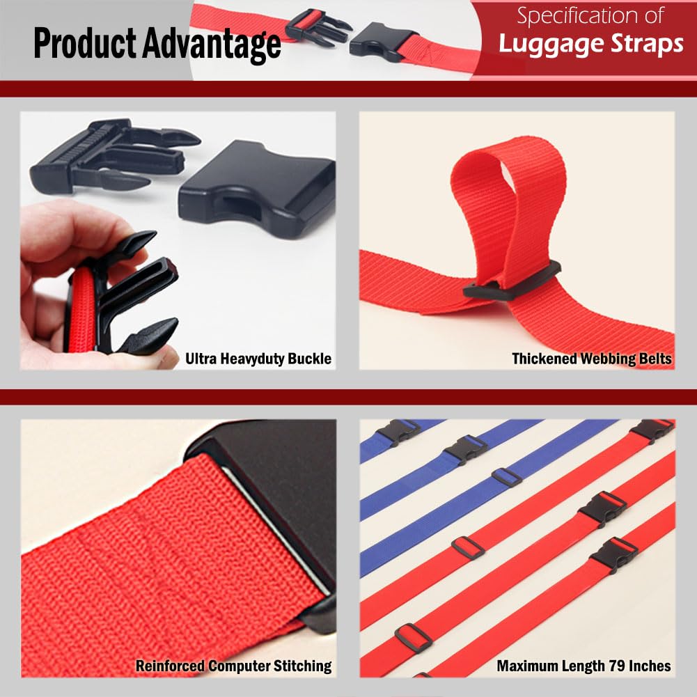 Heavy Duty Adjustable Luggage Straps for Suitcases, Duffel Bags & Travel Cases - 79