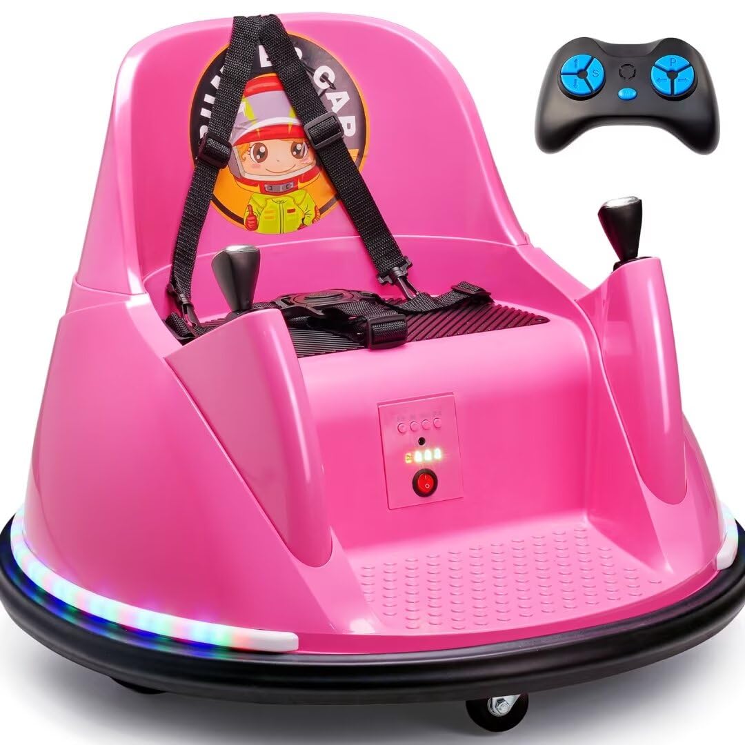 **Zupapa 12V Electric Ride-On Bumper Car for Kids Ages 1.5-6 Years - Remote Control, Bluetooth Music, 3 Speed Modes, DIY License Plate - CPSIA & ASTM Certified - Perfect for Indoor & Outdoor Play**