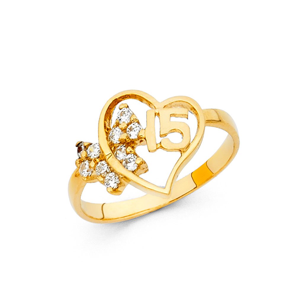 14K White, Yellow & Rose Gold Tri-Color Cubic Zirconia Ring for 15th Birthday, Quinceañera & Anniversary - Elegant Fashion Jewelry by Jewels By Lux | Perfect Gift for Teens, Sweet 16 & Special Celebrations