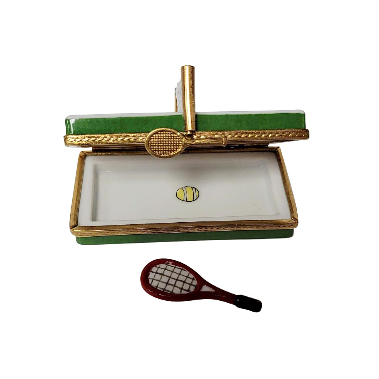 Premium Limoges Porcelain Tennis Court Figurine - Elegant Collectible for Tennis Lovers & Home Decor | Perfect Gift for Players, Coaches & Sports Enthusiasts