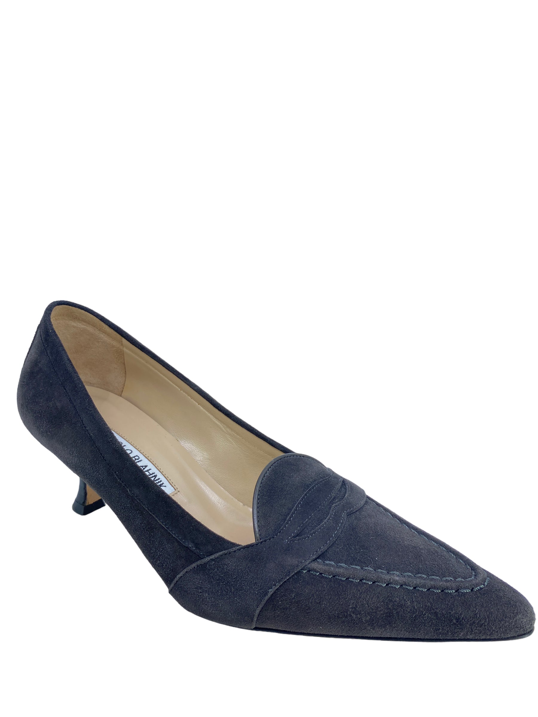 Manolo Blahnik Grey Suede Heels Women's Size 38 | Elegant Pointed Toe Pumps for Weddings, Parties & Office Wear