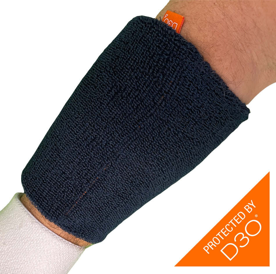 Ayrtek Hybrid Wrist Guard & Sweatband - Breathable Support for Gym, Tennis, Basketball & Workouts - Navy Blue