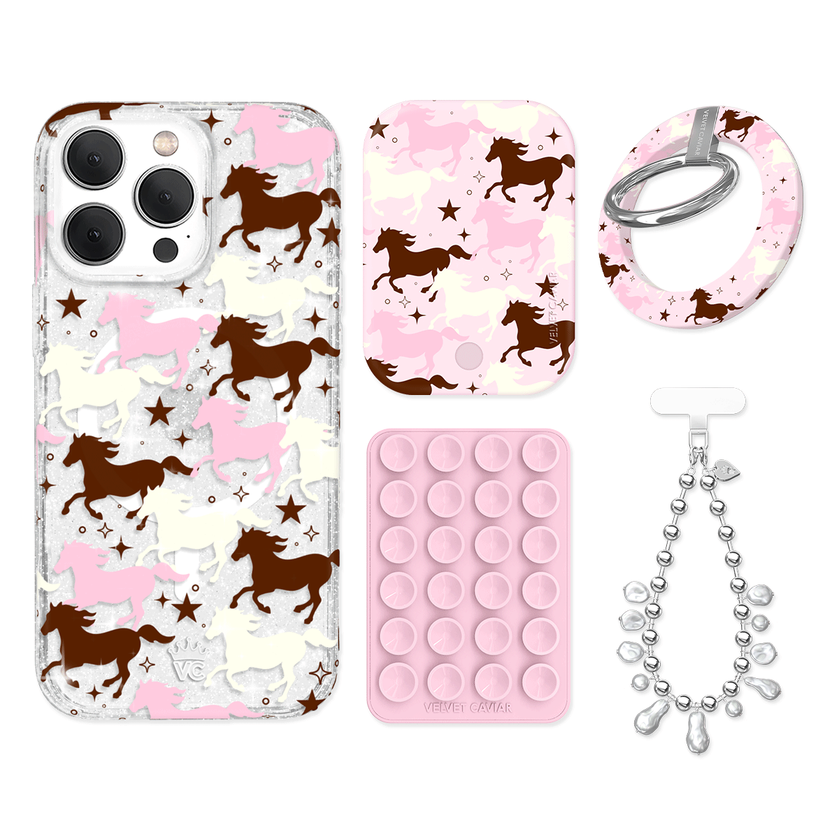 Pink Pony Glitter iPhone Case with Grip - Cute Sparkly Phone Cover for iPhone 13/14/15 Pro Max - Perfect for Girls, Teens, Women | Great for Everyday Use, Parties & Gifts