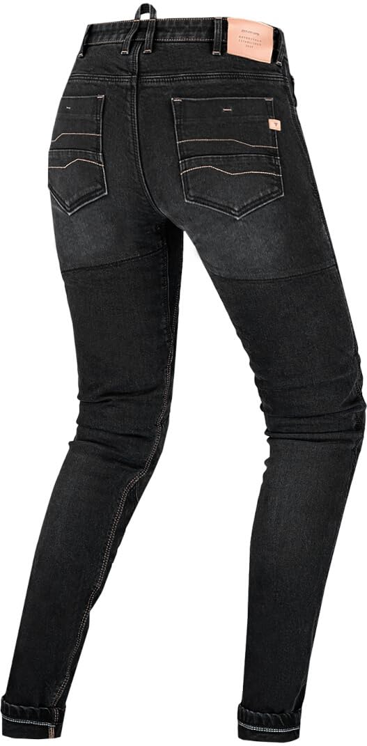 SHIMA Devon Women's Motorcycle Jeans - CE Certified Knee & Hip Armor, FiberQL Reinforced, Ventilated Slim Fit Riding Pants (Black, 26 Long) for Urban Commuting & Adventure Touring