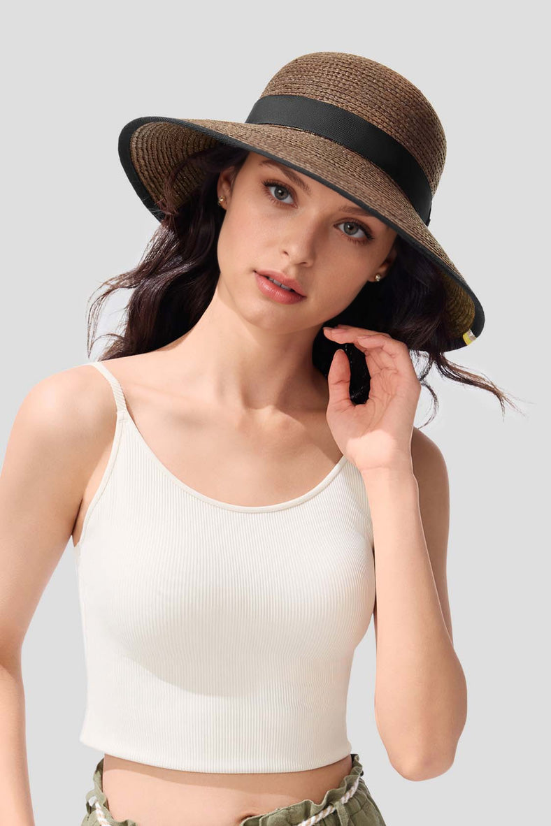 Horizon Women's Wide Brim Sun Straw Hat UPF50+ UV Protection - AL717 for Beach, Garden & Outdoor Activities