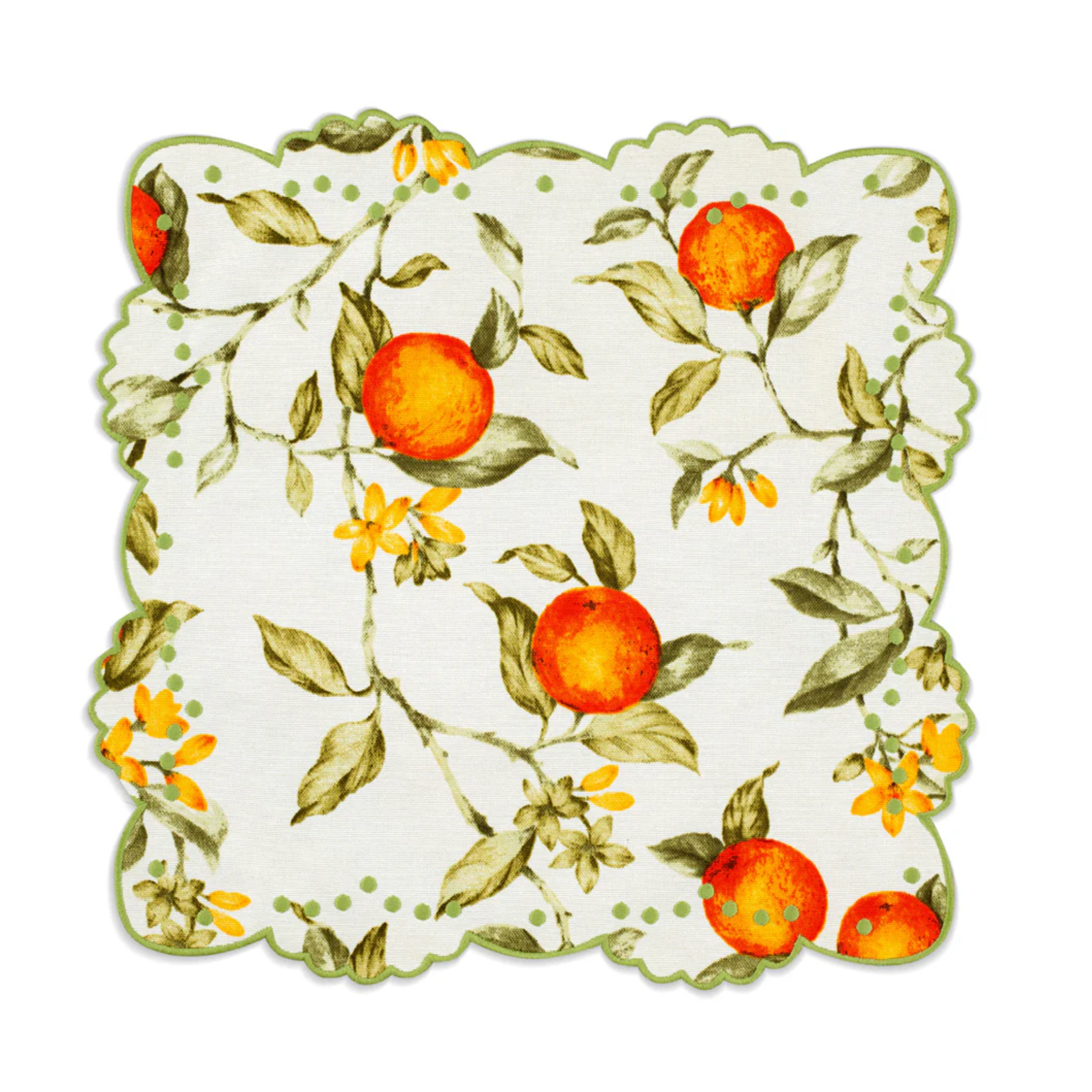 Berenice Citrus Embroidered Cotton Placemat & Napkin Set - 4 Piece Table Setting for Spring & Summer Dining, Kitchen Decor, Party & Wedding Tableware