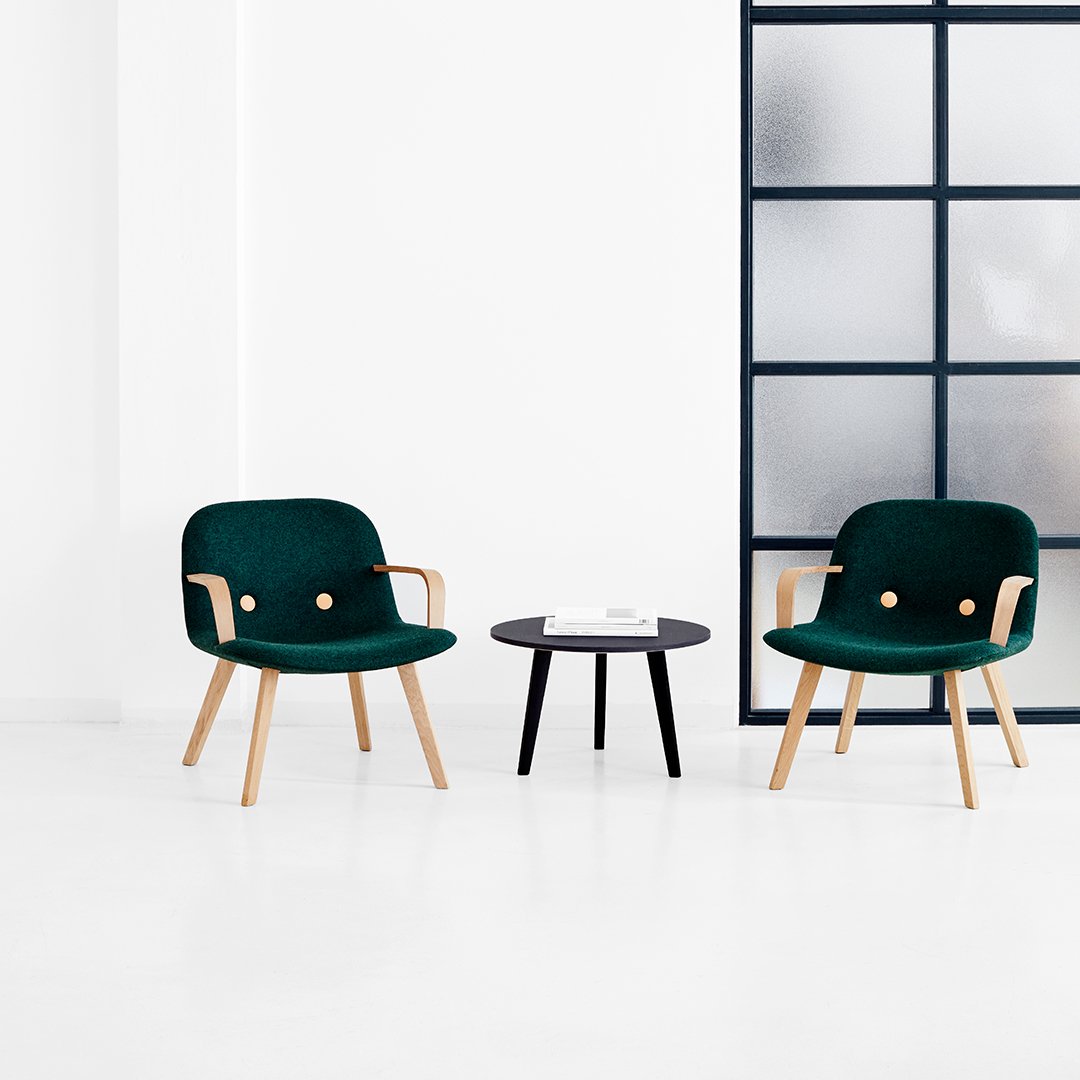 Erik Jørgensen Eyes Lounge Armchair with Buttons and Wood Base - Modern Scandinavian Living Room Chair for Home & Office Relaxation