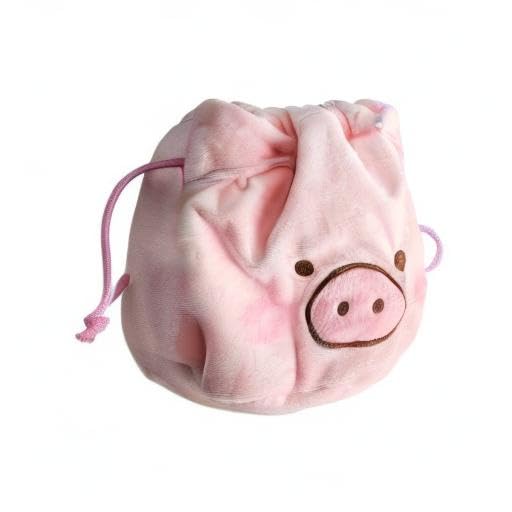 AKOAK 1 Pack Cute Fluffy Piglet Makeup Pouch | Drawstring Cosmetic Bag | Portable Travel Toiletry Organizer for Women | Perfect for Gym, Vacation & Daily Essentials Storage