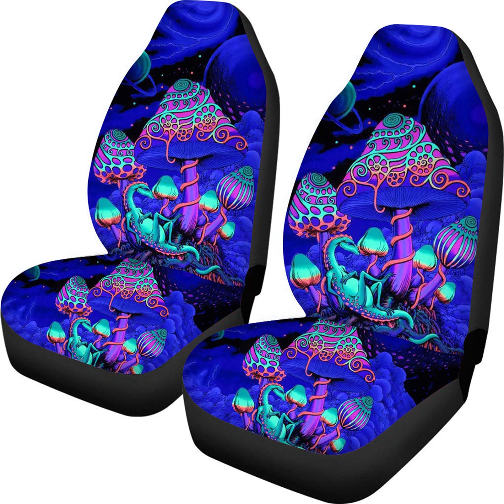 UZZUHI Magic Fantasy Mushroom Car Seat Covers - Non-Slip Durable Front Seat Protectors for Cars, Trucks & SUVs - Universal Fit for Men & Women - Perfect for Road Trips, Daily Commutes & Interior Decoration