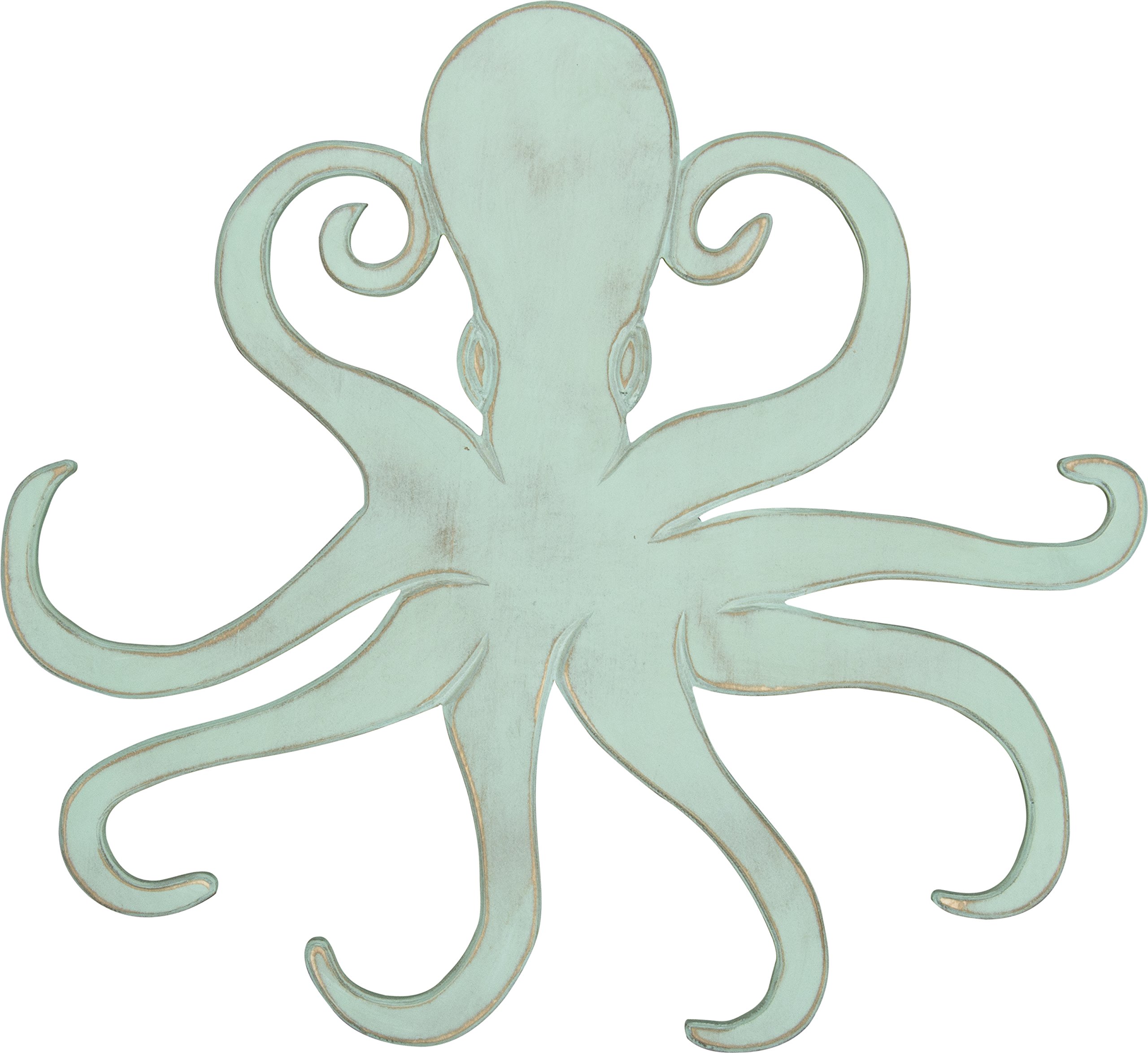 Primitives by Kathy Coastal Beach House Shaped Wall Decor with Octopus Design - 21.5 x 20 Inches Rustic Home Decor for Living Room, Bedroom, or Beach House