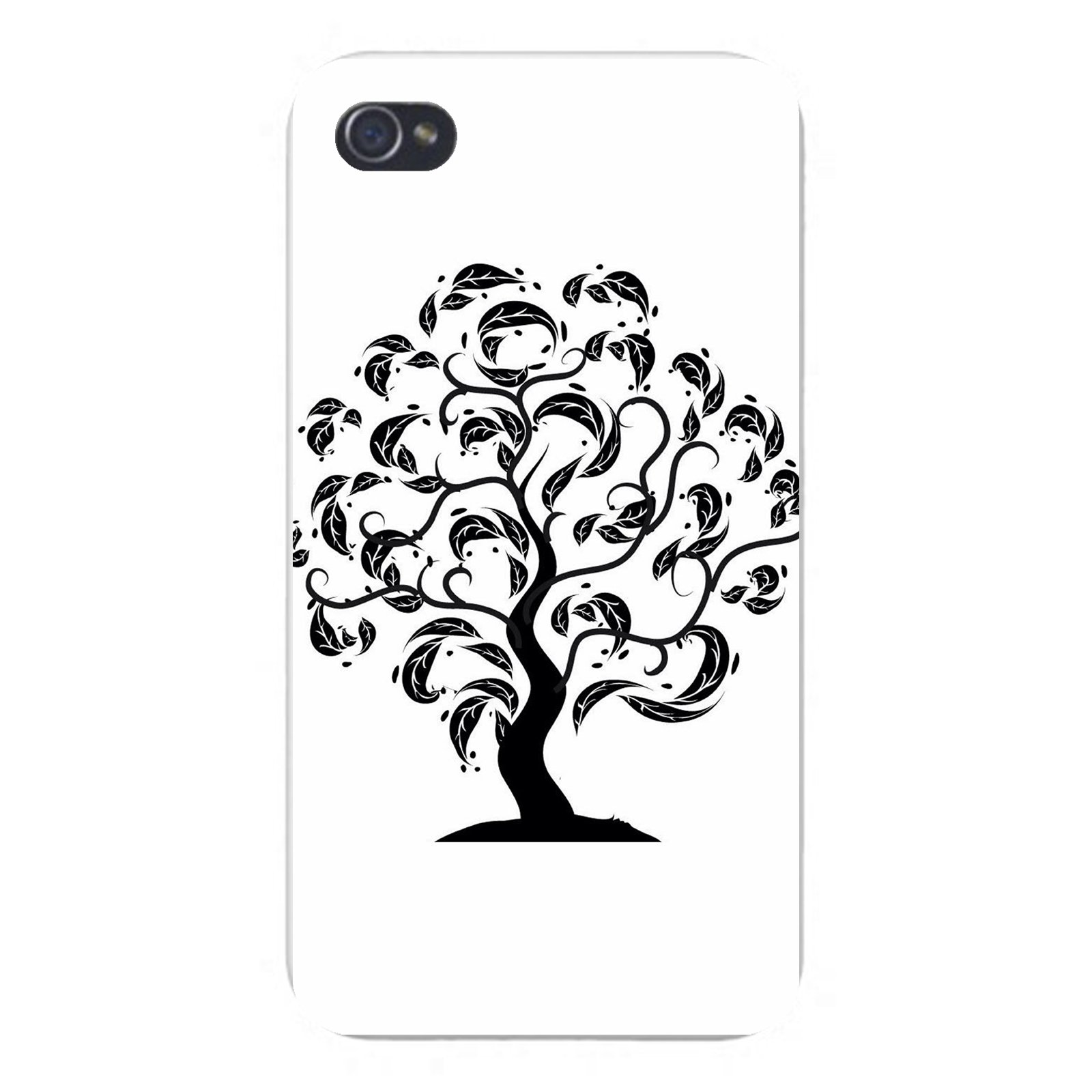 Custom Apple iPhone 5/5s/SE Snap-on Case - Black Swirl Leaves Tree Artwork on White | Protective Phone Cover for Everyday Use, Travel & Gifts