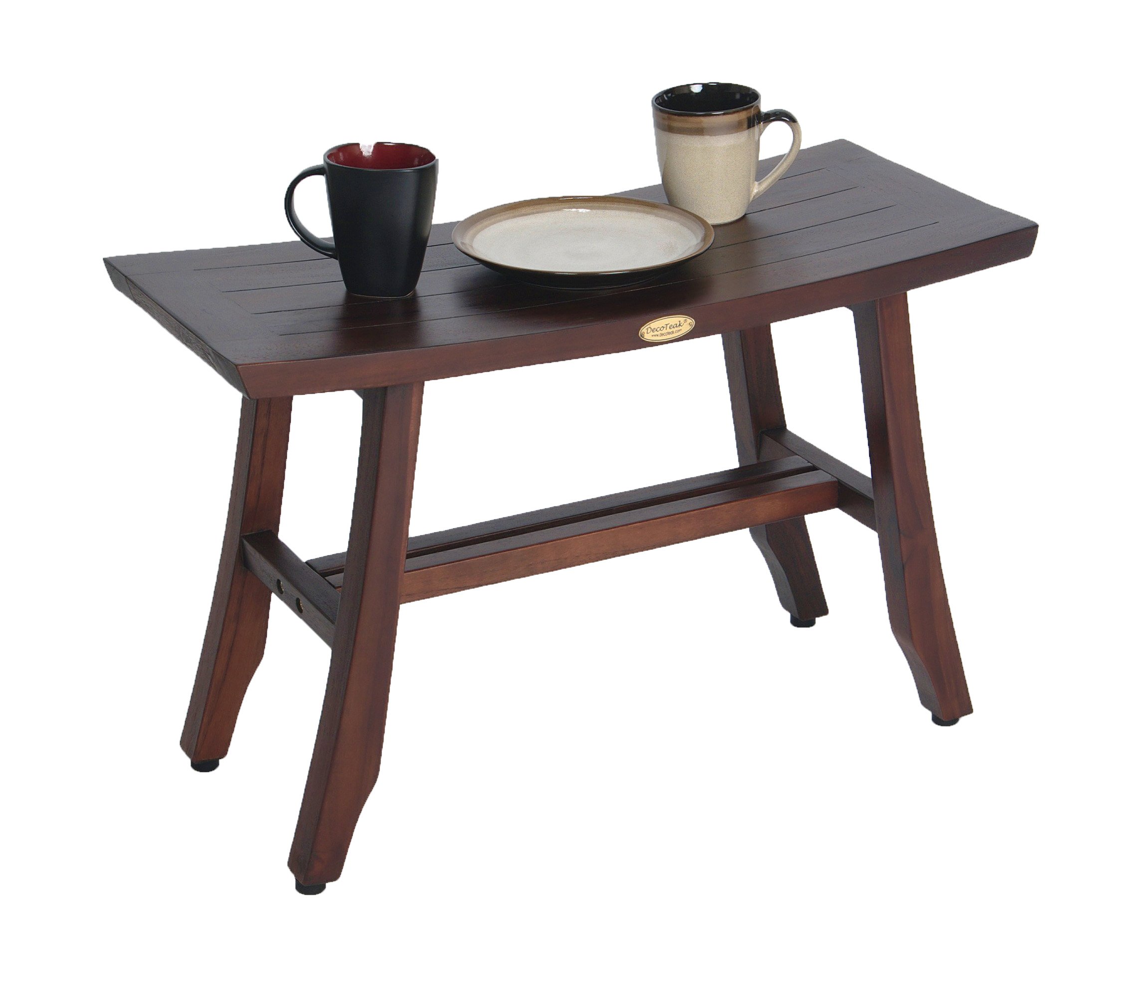 Waterproof Teak Shower Bench - 24 Inch Brown Stool for Bathroom Safety & Storage