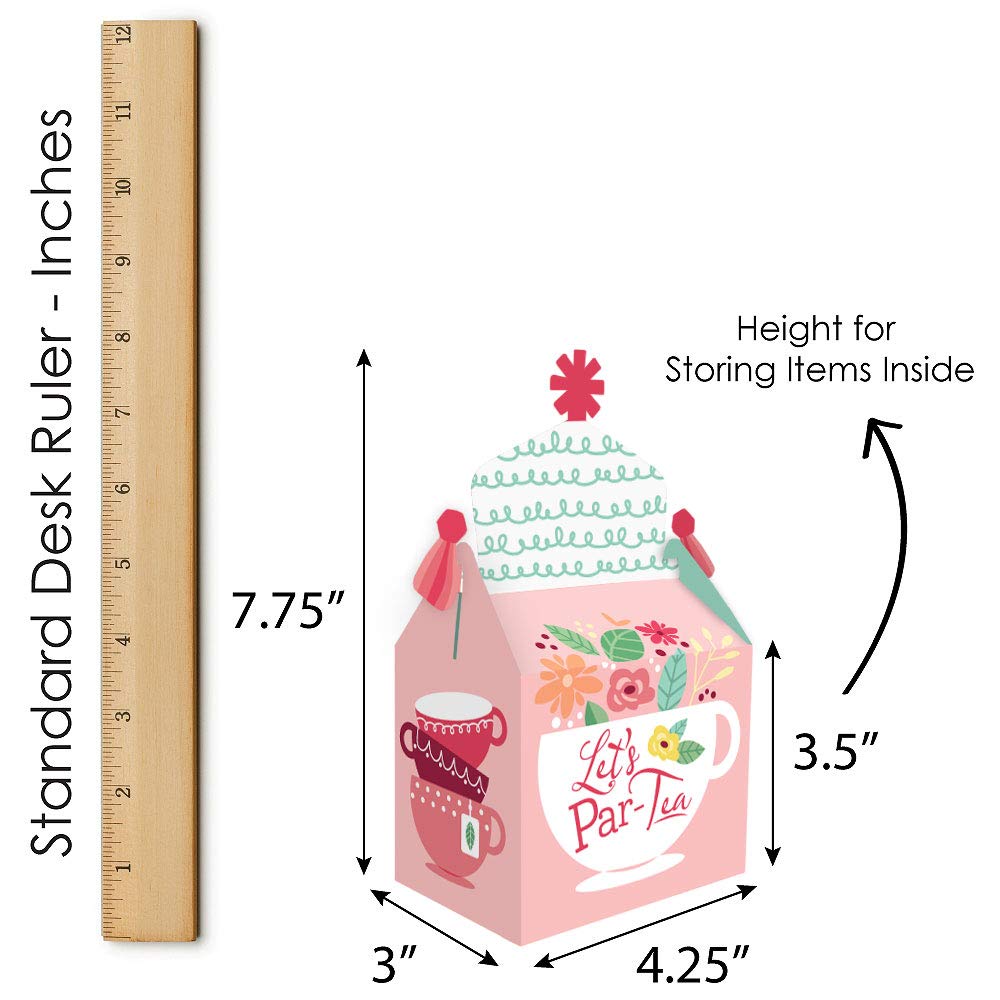 Big Dot of Happiness Floral Let’s Par-Tea - 12-Pack Treat Box Party Favors for Garden Tea Party, Baby Shower & Bridal Shower Decorations - Elegant Goodie Gable Boxes for Candy, Cookies & Small Gifts