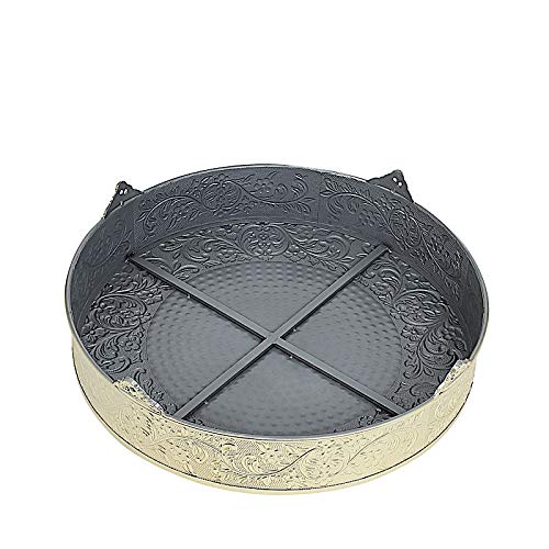 22-Inch Gold Round Embossed Cake Stand - Elegant Wedding & Birthday Party Dessert Display - Perfect for Centerpieces, Buffets & Special Events