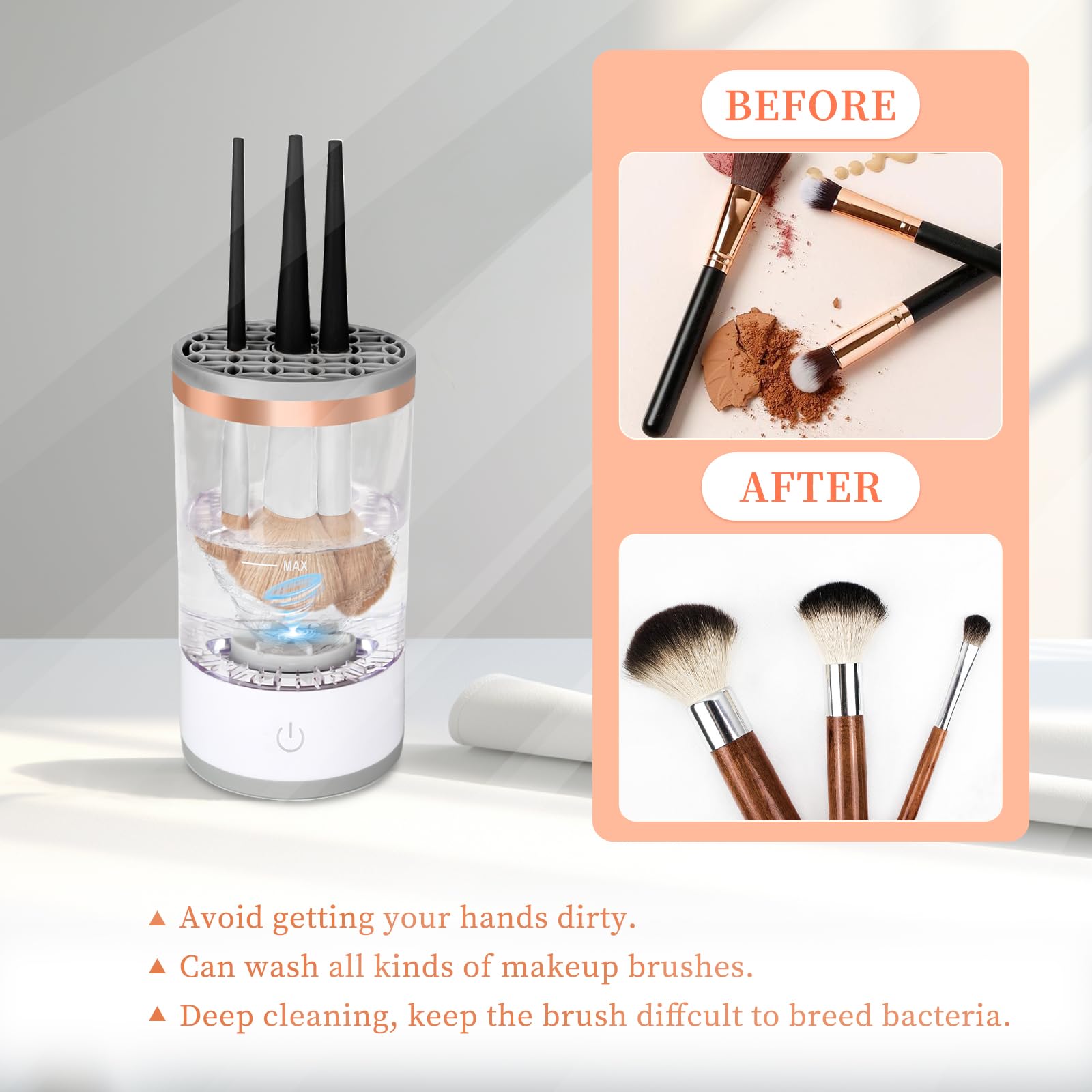 Automatic Electric Makeup Brush Cleaner - Multi-Functional, Energy Saving Makeup Tool for Quick & Efficient Cleaning (White) | Perfect for Home, Salon & Travel Use