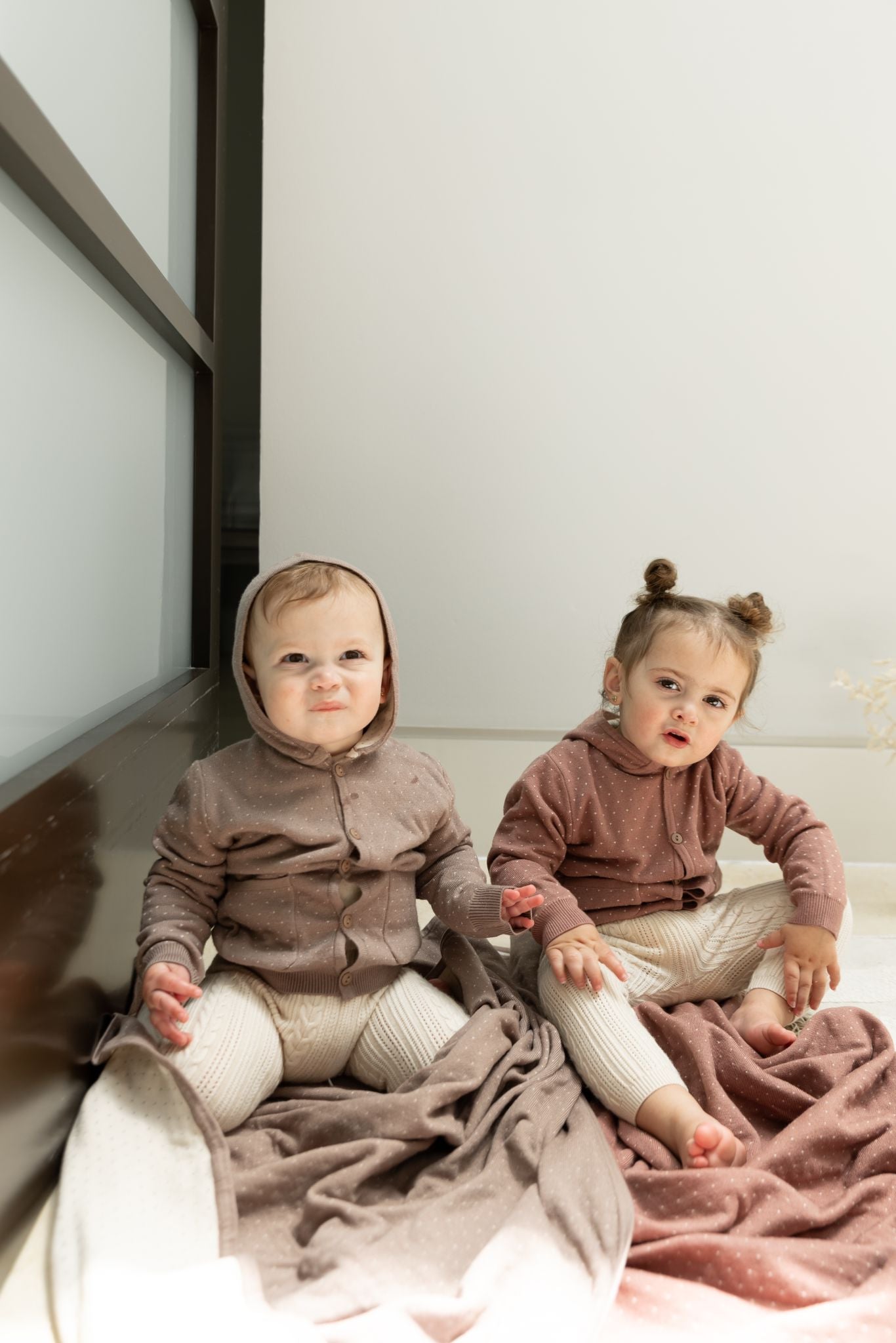 Bebe Bella Mink & Dark Almond Knitted Baby Jacket - Soft Warm Infant Outerwear for Newborns & Toddlers - Perfect for Winter Outings & Family Photos