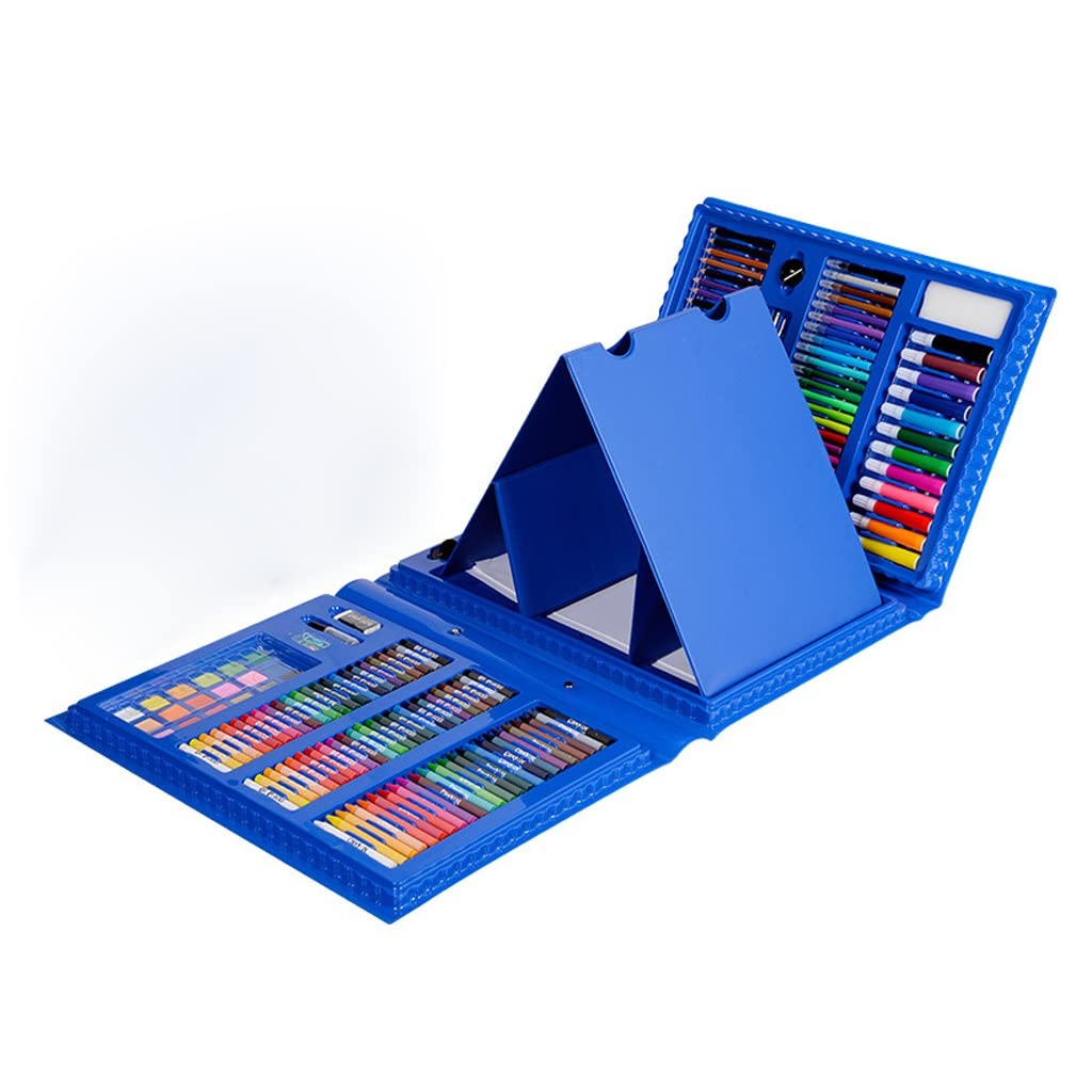 176-Piece Deluxe Art Set with Built-in Easel - Crayons, Paint Brushes, Markers for Kids & Beginners - Perfect for Birthday Gifts, School Projects & Home Creativity (Blue) - Ideal for Sketching, Painting & DIY Craft Activities