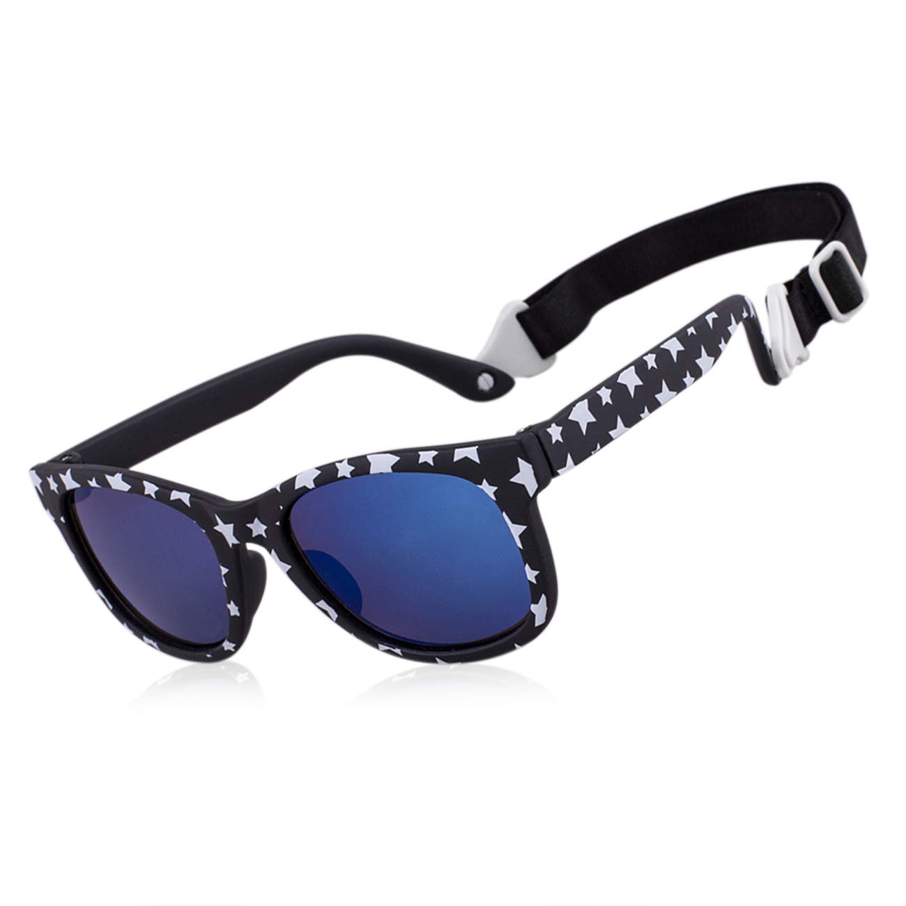 MAXJULI Baby Sunglasses for 0-24 Months - Soft, BPA-Free Infant Shades with Adjustable Strap - UV Protection for Outdoor Play, Beach & Car Rides (Style 7002)