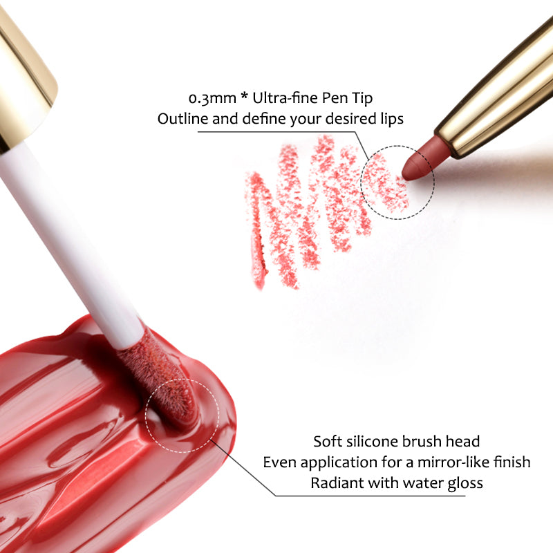 OUT OF OFFICE Dual Ended Essence Water Lip Gloss Pen - Hydrating & Shiny Lip Makeup for Day & Night Wear - Perfect for Office, Date Night and Special Occasions
