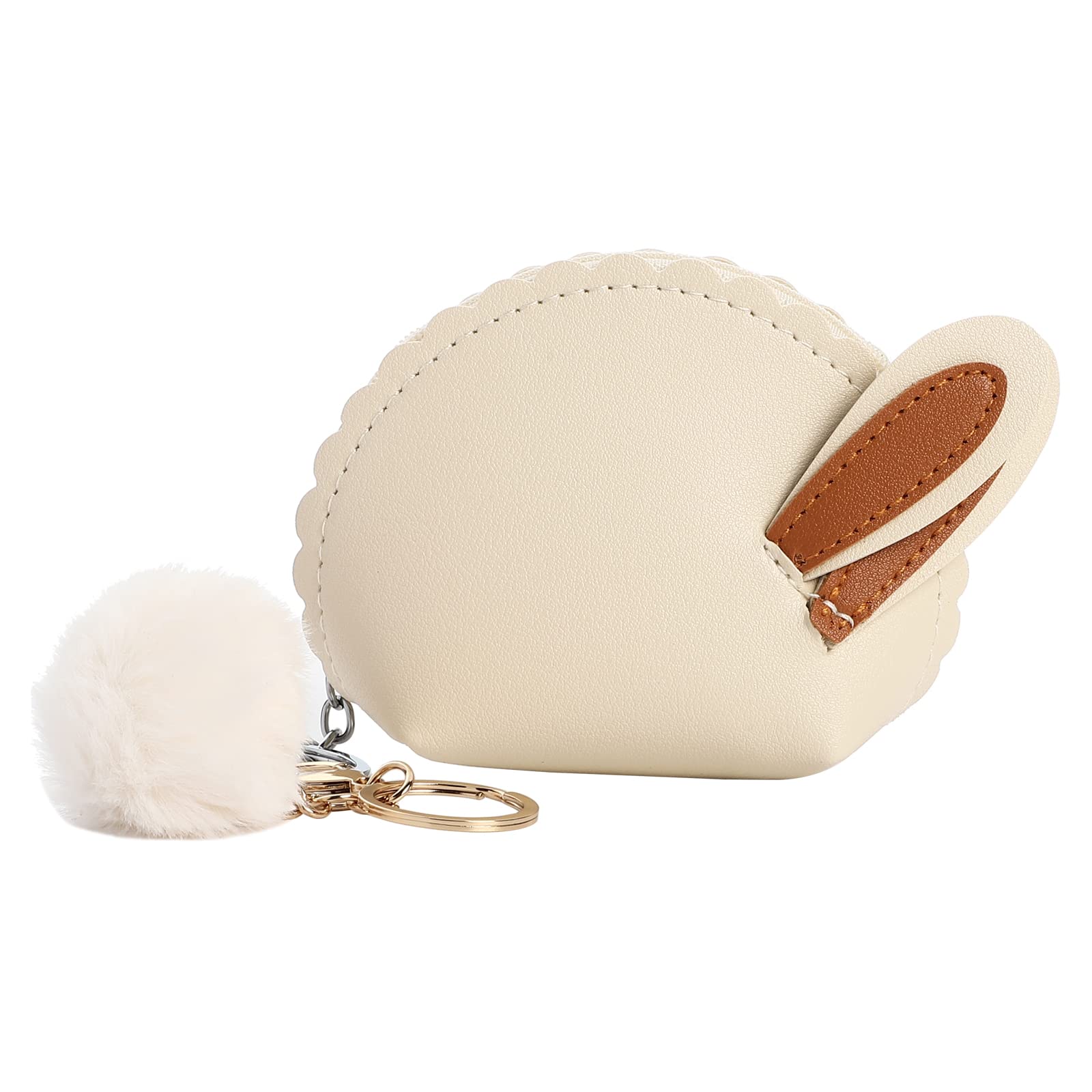 SOTOGO Mini Cute Slim Wallet for Women Girls & Boys - Compact Credit Card Holder with Keychain (Beige) | Perfect for Everyday Use, Travel & Gift Giving