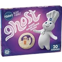 Halloween Pillsbury Ready-to-Bake Ghost Shaped Sugar Cookie Dough – 9.1oz (20 Count) – Spooky Fun Holiday Treats for Parties & Trick-or-Treating (2 Pack)