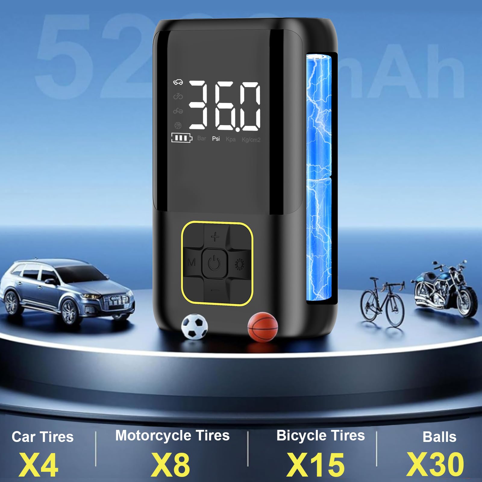 Portable Tire Inflator Air Compressor - 150PSI Digital Air Pump for Car, Motorcycle, Bike Tires with Pressure Gauge | Fast Inflation for Road Trips, Emergency Flat Tires & Home Garage Use