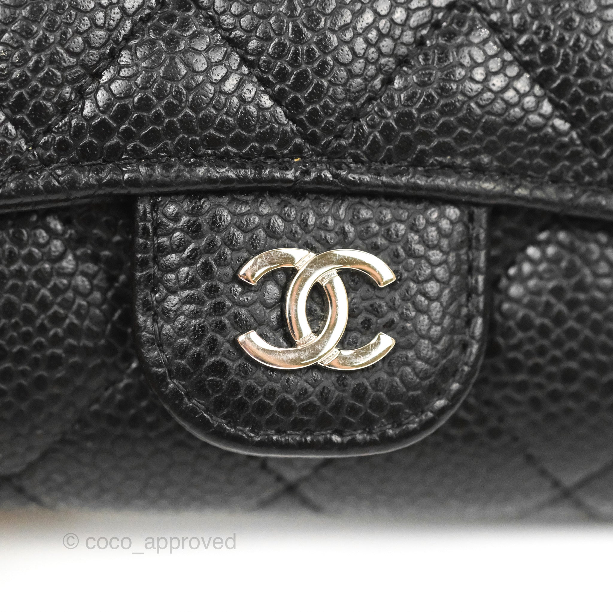 Chanel Classic Flap Card Holder Wallet - Black Caviar Leather with Silver Hardware | Luxury Compact Wallet for Women | Perfect for Everyday Use, Travel & Gift Giving