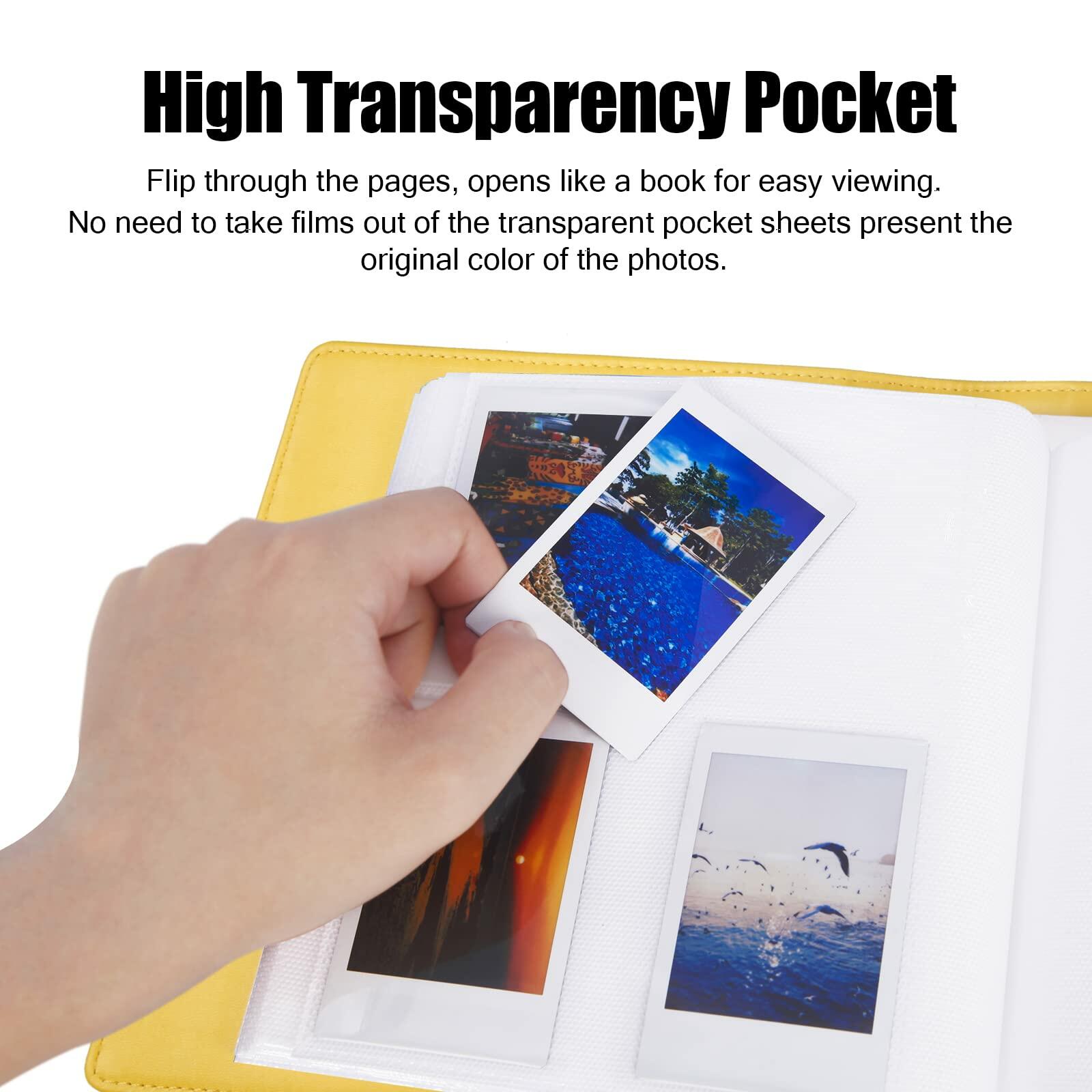 256 Pockets Photo Album for Fujifilm Instax Mini & Polaroid 2x3 Photos - Yellow Scrapbook for Instant Camera Prints | Perfect for Travel Memories, Wedding Keepsakes & DIY Projects