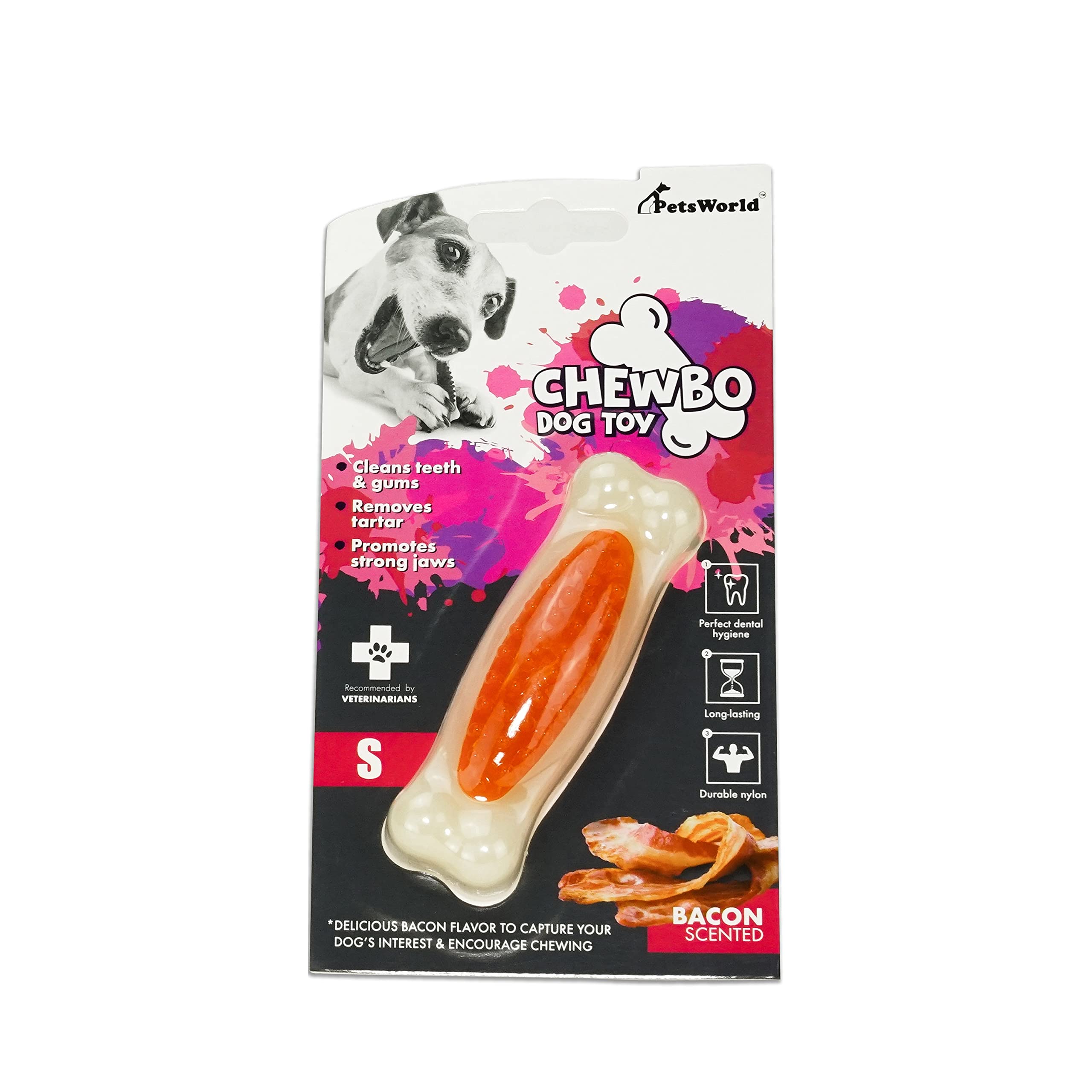 **PetsWorld Bacon Scented Dog Chew Toy for Tough Chewers – Durable, Non-Toxic Dental Chew for Small & Medium Dogs – Promotes Oral Health & Teeth Cleaning – Perfect for Aggressive Chewers & Playtime**