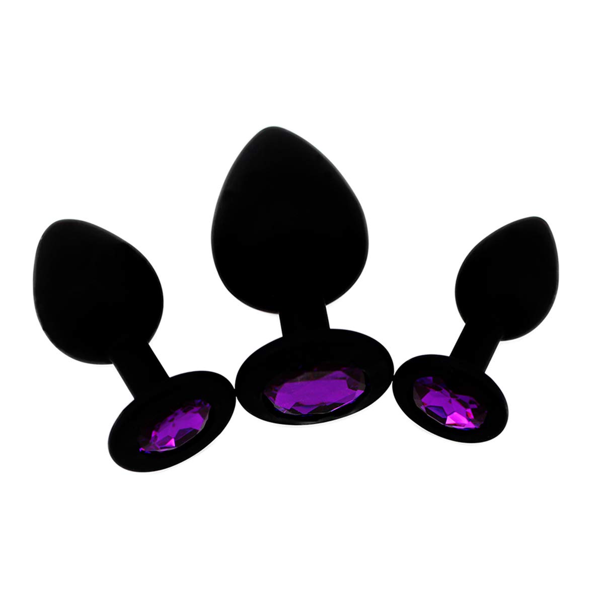 3PCS Silicone Jeweled Anal Trainer Plugs Set - Beginner Friendly Anal Sex Toys for Men, Women & Couples | Black | Perfect for Sensual Play, Intimacy & Exploration