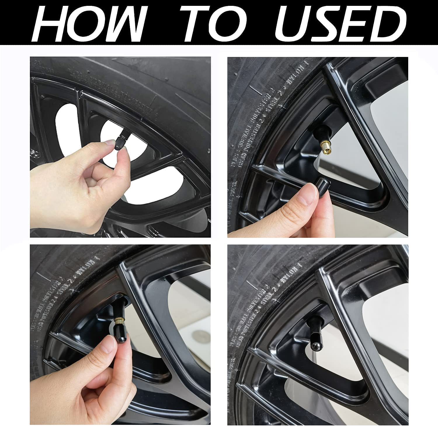4Pcs Universal Metal Car Tire Valve Stem Caps - Black, Durable Air Valve Caps for SUV, Truck, Motorcycle - Prevent Dust & Leaks, Perfect for Off-Road & Daily Driving