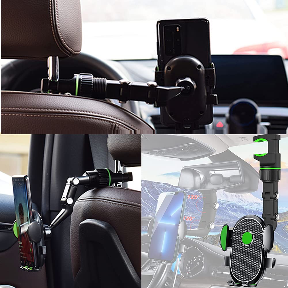 2022 Upgraded Universal 360° Rotating Rearview Mirror Phone Holder - Multifunctional Pop Car Mount Stand for GPS Navigation & Back Seat Viewing (Gray) | Perfect for Road Trips, Uber Drivers & Family Travel