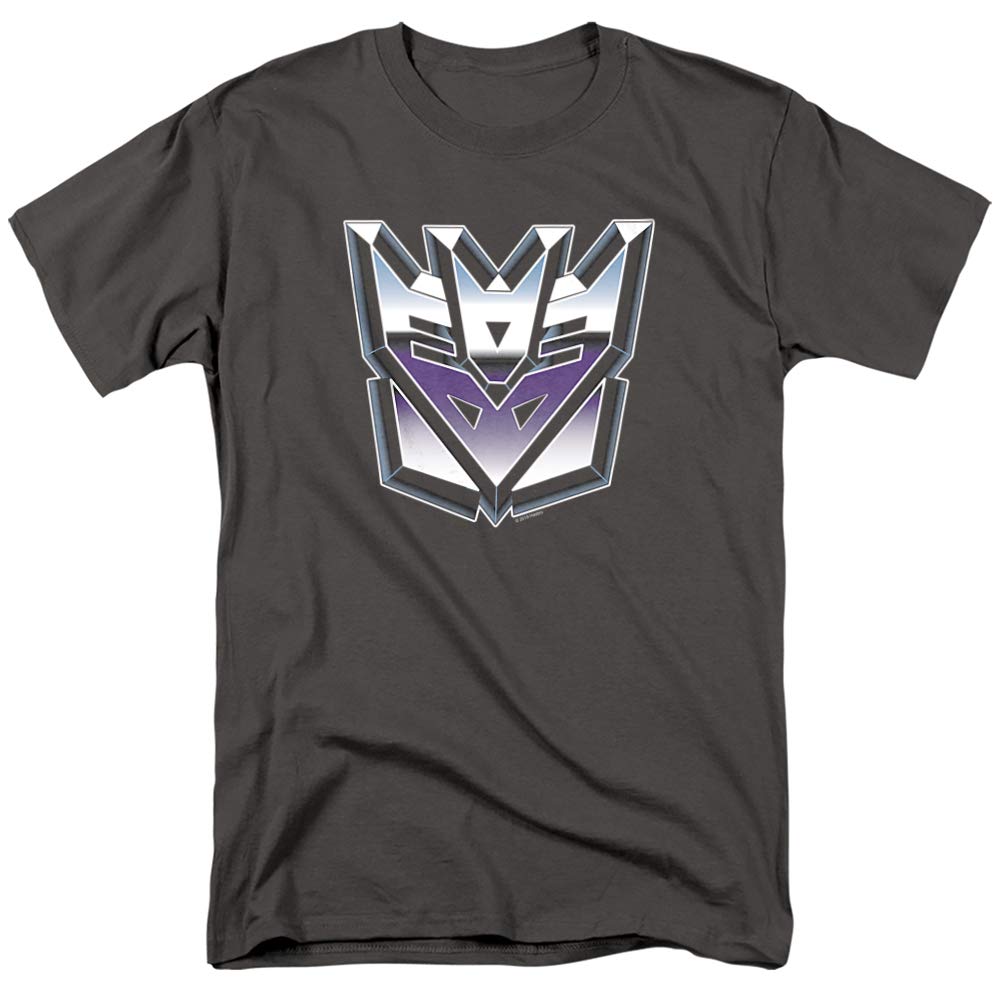 Transformers Decepticon Logo Graphic T-Shirt & Sticker Set - X-Large Charcoal - Officially Licensed Pop Culture Tee for Fans, Cosplay & Casual Wear