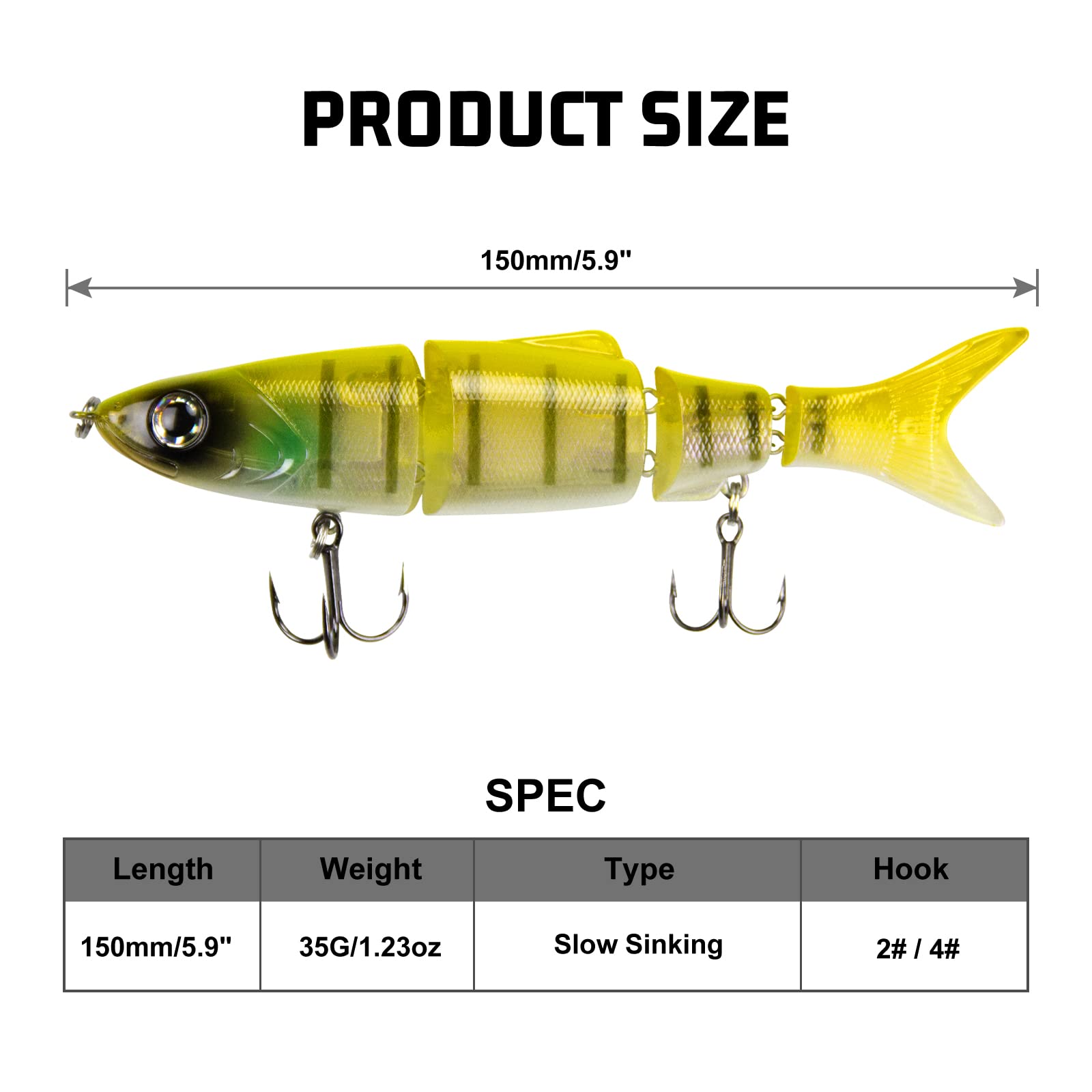 Premium 3-Piece Bass Fishing Lures Kit - Freshwater Trout Crankbaits & Saltwater Multi-Jointed Swimbaits with #4 Hooks - Perfect for Lake, River, and Ocean Fishing Adventures